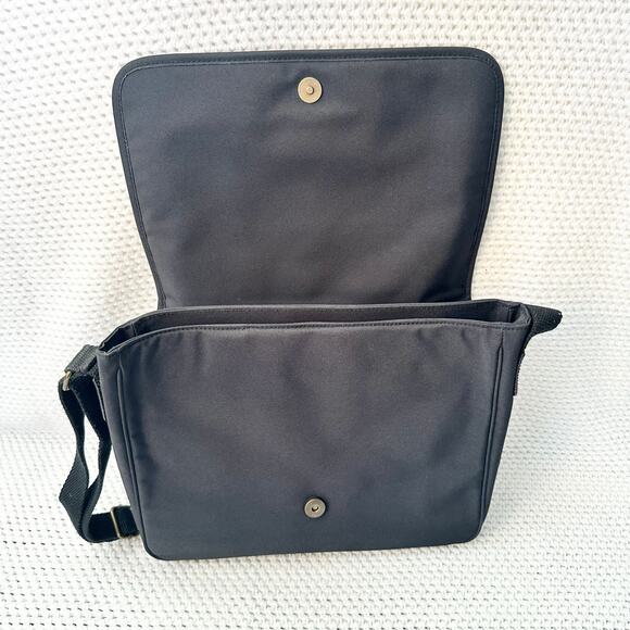 Lauren Ralph Lauren Vintage Black Front Flap Messenger Bag Gold Crest Unisex - Picture 6 of 7